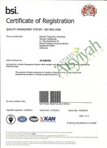 11 September 2013 menerima Sertifikat ISO 9001:2008