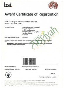 11 September  2013 menerima Sertifikat IWA 2:2007